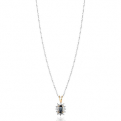 Wisiorek Złoty - złoto 585, Diament 0,006ct,szafir. Żółte zawieszki damskie W.KRUK, z szafirem, złote. Za 759,00 zł.