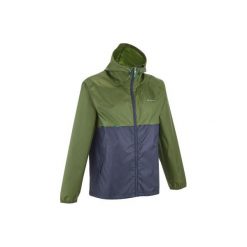 Kurtka przeciwdeszczowa turystyczna NH100 Raincut zip khaki męska. Niebieskie kurtki męskie QUECHUA, xl, bez wzorów, z poliesteru, krótkie, bez kaptura. W wyprzedaży za 39,99 zł.