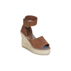 Sandały Superdry ANNA WEDGE ESPADRILLE. Pomarańczowe sandały damskie Superdry, bez wzorów, bez obcasa, bez zapięcia. Za 175,20 zł.