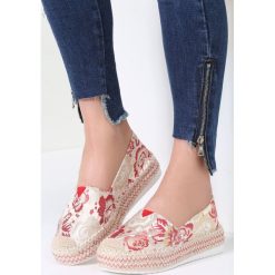 Czerwone Espadryle You Will Win. Czerwone espadryle damskie Inny, z haftami, bez obcasa, na platformie. Za 69,99 zł.