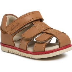 Sandały CLARKS - Frances Sun T 261506497 Tan Leather. Pomarańczowe sandały chłopięce Clarks, ze skóry, bez zapięcia. Za 199,00 zł.