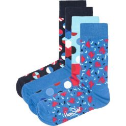 Happy Socks Navy Skarpetki 4 pary Niebieski. Niebieskie skarpetki męskie Happy Socks, bez wzorów, z elastanu. Za 168,95 zł.