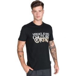 Versace Jeans Couture Koszulka Czarny. Czarne podkoszulki męskie Versace Jeans Couture, l, z nadrukiem, z bawełny, z krótkim rękawem. Za 467,95 zł.