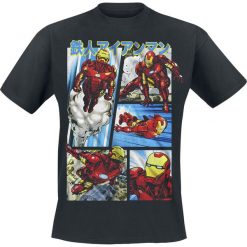 Iron Man Anime Panels T-Shirt czarny. Czarne t-shirty męskie Iron Man, xxl, z nadrukiem, z okrągłym kołnierzem. Za 54,90 zł.