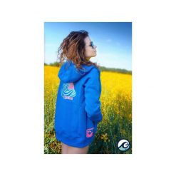 Sunset wave. Niebieskie bluzy damskie Evokaii, s, z nadrukiem, z bawełny, bez rękawów, z kapturem. Za 215,20 zł.