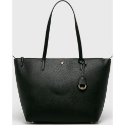 Lauren Ralph Lauren - Torebka. Czarne torby damskie na zakupy Lauren Ralph Lauren, w paski, ze skóry ekologicznej, na ramię, duże, bez dodatków. W wyprzedaży za 599,90 zł.