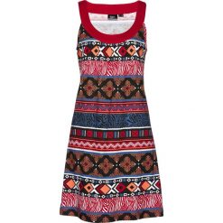 Sukienka shirtowa bonprix ciemnoczerwony z nadrukiem. Czerwone sukienki damskie bonprix, z nadrukiem, bez kołnierzyka, bez rękawów. Za 54,99 zł.