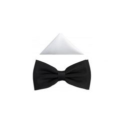 Czarna szeroka mucha męska z białą poszetką B14. Czarne muszki męskie Modini Moda Męska, na co dzień, bez wzorów, z tkaniny, eleganckie. Za 45,00 zł.