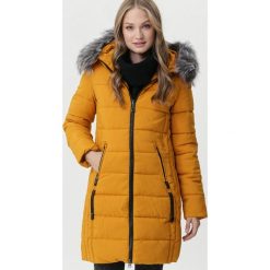Żółta Kurtka Sassafras. Żółte kurtki damskie Born2be, na zimę, xl, bez wzorów, długie, z kapturem. Za 249,99 zł.