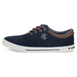 Tom Tailor Tenisówki Męskie 43 Ciemnoniebieskie. Czarne trampki męskie Tom Tailor, bez wzorów, ze skóry, bez zapięcia. Za 307,00 zł.