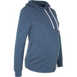 Bluza ciążowa z dużym kołnierzem bonprix indygo. Niebieskie bluzy damskie bonprix, z aplikacjami, bez rękawów, bez kaptura. Za 49,99 zł.