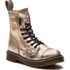 Glany STEEL - 113/AL/D-114 Złoty. Żółte glany damskie Steel, ze skóry, klasyczne, bez obcasa, bez zapięcia. W wyprzedaży za 209,00 zł.