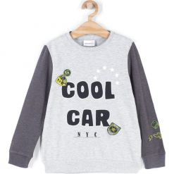 Koszulka. Szare t-shirty chłopięce marki CAR, z aplikacjami, z elastanu, z długim rękawem. Za 34,90 zł.