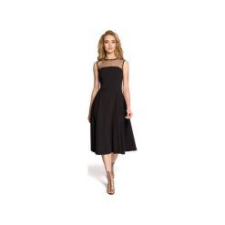 M271 Rozkloszowana sukienka z tiulem w dekolcie. Sukienki damskie Moe, xl, bez wzorów, z elastanu, eleganckie, bez kołnierzyka, bez rękawów, rozkloszowane. Za 165,00 zł.