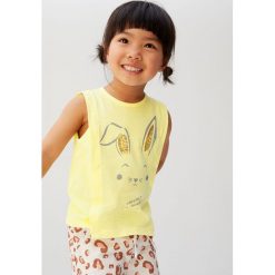 Mango Kids - Top dziecięcy Lucy 80-104 cm. Różowe bluzki dziewczęce Mango Kids, z nadrukiem, z bawełny, z okrągłym kołnierzem, z krótkim rękawem, krótkie, bez kaptura. Za 25,90 zł.