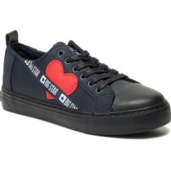 Trampki BIG STAR - EE274258 Navy/Red. Niebieskie półbuty damskie BIG STAR, na co dzień, z aplikacjami, z gumy, retro, bez obcasa, na płaskiej podeszwie, bez zapięcia. Za 109,00 zł.