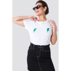 Rut&Circle T-shirt Lightning - White. Białe t-shirty damskie marki Rut&Circle, z nadrukiem, z bawełny, z okrągłym kołnierzem. W wyprzedaży za 48,57 zł.