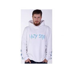 Lazy Star White Sweatshirt. Białe bluzy męskie Kingsize, l, z nadrukiem, ze skóry, retro, z asymetrycznym kołnierzem, bez rękawów, bez kaptura. Za 79,50 zł.