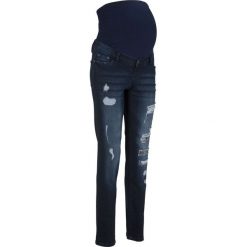 Dżinsy ciążowe BOYFRIEND "destroyed" bonprix ciemny denim. Niebieskie jeansy damskie marki bonprix, moda ciążowa. Za 79,99 zł.