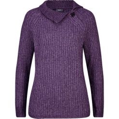 Sweter dzianinowy z ozdobnym guzikiem bonprix ciemny lila. Fioletowe swetry damskie bonprix, bez wzorów, z dzianiny, bez rękawów, bez kaptura. Za 54,99 zł.