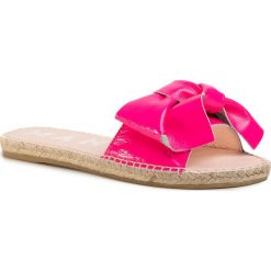 Espadryle MANEBI - Sandals With Bow F 9.1 J0 Pink Fluo. Różowe espadryle damskie Manebi, z aplikacjami, ze skóry ekologicznej, bez obcasa. Za 579,00 zł.