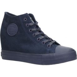 Granatowe sneakersy trampki sznurowane na koturnie Big Star BB274089. Szare sneakersy damskie BIG STAR. Za 98,99 zł.