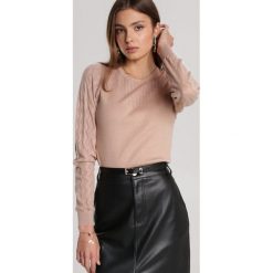 Beżowy Sweter Aethelea. Brązowe bluzy damskie Renee, s, bez wzorów, bez rękawów, bez kaptura. Za 99,99 zł.