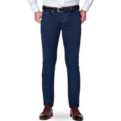 Spodnie Granatowe Femes. Spodnie męskie LANCERTO, na co dzień, na lato, s, z haftami, z elastanu, eleganckie. W wyprzedaży za 199,90 zł.