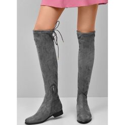 Szare Kozaki Augur. Szare buty zimowe damskie vices, z materiału, z okrągłym noskiem, na obcasie. Za 149,99 zł.