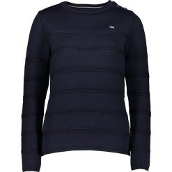Sweter w kolorze granatowym. Niebieskie swetry damskie TBS, z haftami, z dzianiny, klasyczne, bez rękawów, bez kaptura. W wyprzedaży za 109,95 zł.