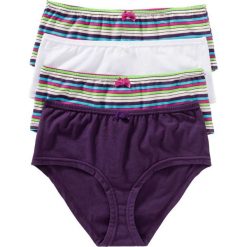 Figi "maxi panty" (4 pary) bonprix w kolorowe paski. Białe figi damskie marki bonprix, w paski. Za 39,96 zł.