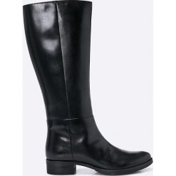 Geox - Kozaki. Czarne buty zimowe damskie Geox, z materiału, z okrągłym noskiem. W wyprzedaży za 459,90 zł.