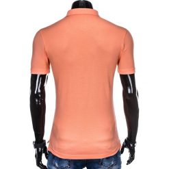 Koszulka męska polo bez nadruku S837 - koralowa. Pomarańczowe koszulki męskie Ombre Clothing, s, z nadrukiem, klasyczne, bez rękawów. Za 19,00 zł.