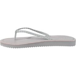 Chodaki damskie: Skórzane japonki "Slim Lea Braided" w kolorze szarym