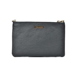 Torebki klasyczne damskie: Skórzana torebka w kolorze czarnym – (S)27 x (W)18 cm