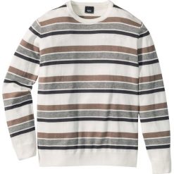 Swetry klasyczne męskie: Sweter w paski Regular Fit bonprix szary w paski