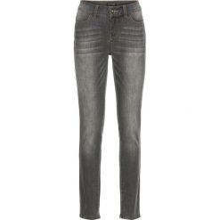 Dżinsy SKINNY bonprix jasnoszary denim "used". Szare boyfriendy damskie bonprix, z denimu. Za 59,99 zł.