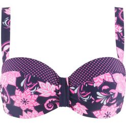 Biustonosz bikini na fiszbinach bonprix niebiesko-różowy. Różowe stroje kąpielowe damskie marki bonprix, bez wzorów. Za 34,99 zł.