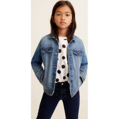 Mango Kids - Kurtka dziecięca Allegra 104-164 cm. Niebieskie kurtki dziewczęce marki Mango Kids, bez wzorów, z elastanu, krótkie, bez kaptura. Za 99,90 zł.