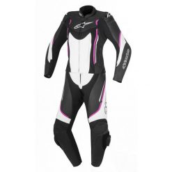 Kombinezon dwuczęściowy STELLA MOTEGI V2 ALPINESTARS kolor biały/czarny/fuksja, rozmiar 50. Czerwone kombinezony damskie Alpinestars, na imprezę, bez wzorów, z neoprenu, bez kołnierzyka, bez rękawów. Za 3699,00 zł.