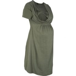 Sukienka shirtowa dla ciężarnych i karmiących bonprix oliwkowy. Zielone sukienki damskie bonprix, z materiału. Za 64,99 zł.