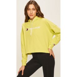 Tommy Sport - Bluza. Niebieskie bluzy sportowe damskie Tommy Sport, s, z nadrukiem, z bawełny, bez rękawów, z kapturem. Za 359,90 zł.
