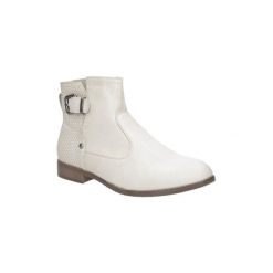 Buty zimowe damskie: Kozaki Sergio Leone Beżowe botki wiosenne ażurowe z klamrą 51007