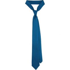 Krawat Niebieski w Mikrowzór. Niebieskie krawaty męskie LANCERTO, na studniówkę, bez wzorów, z tkaniny, eleganckie. Za 79,90 zł.