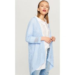 Ażurowy kardigan - Niebieski. Niebieskie swetry damskie Reserved, s, bez wzorów. Za 79,99 zł.