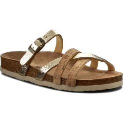 Klapki DR. BRINKMANN - 701038 Hellbraun 21. Żółte klapki damskie marki Dr. Brinkmann, bez wzorów, ze skóry ekologicznej, bez obcasa. Za 139,00 zł.