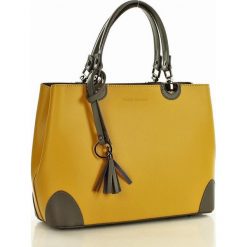 Kuferki damskie: Torebka italian bag kuferek skóra MARCO MAZZINI - musztardowy z czarnym