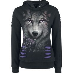 Bluzy rozpinane damskie: Spiral Wolf Roses Bluza z kapturem damska czarny
