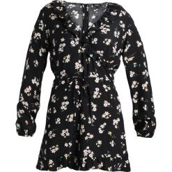Kombinezony damskie: Topshop Petite FLORAL WRAP FRILL Kombinezon black