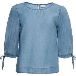 Tunika dżinsowa bonprix niebieski "bleached”. Niebieskie tuniki damskie marki bonprix, bez wzorów, bez kołnierzyka, bez rękawów. Za 109,99 zł.